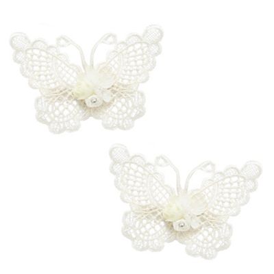 Pack of two girls' ivory butterfly lace hair slides